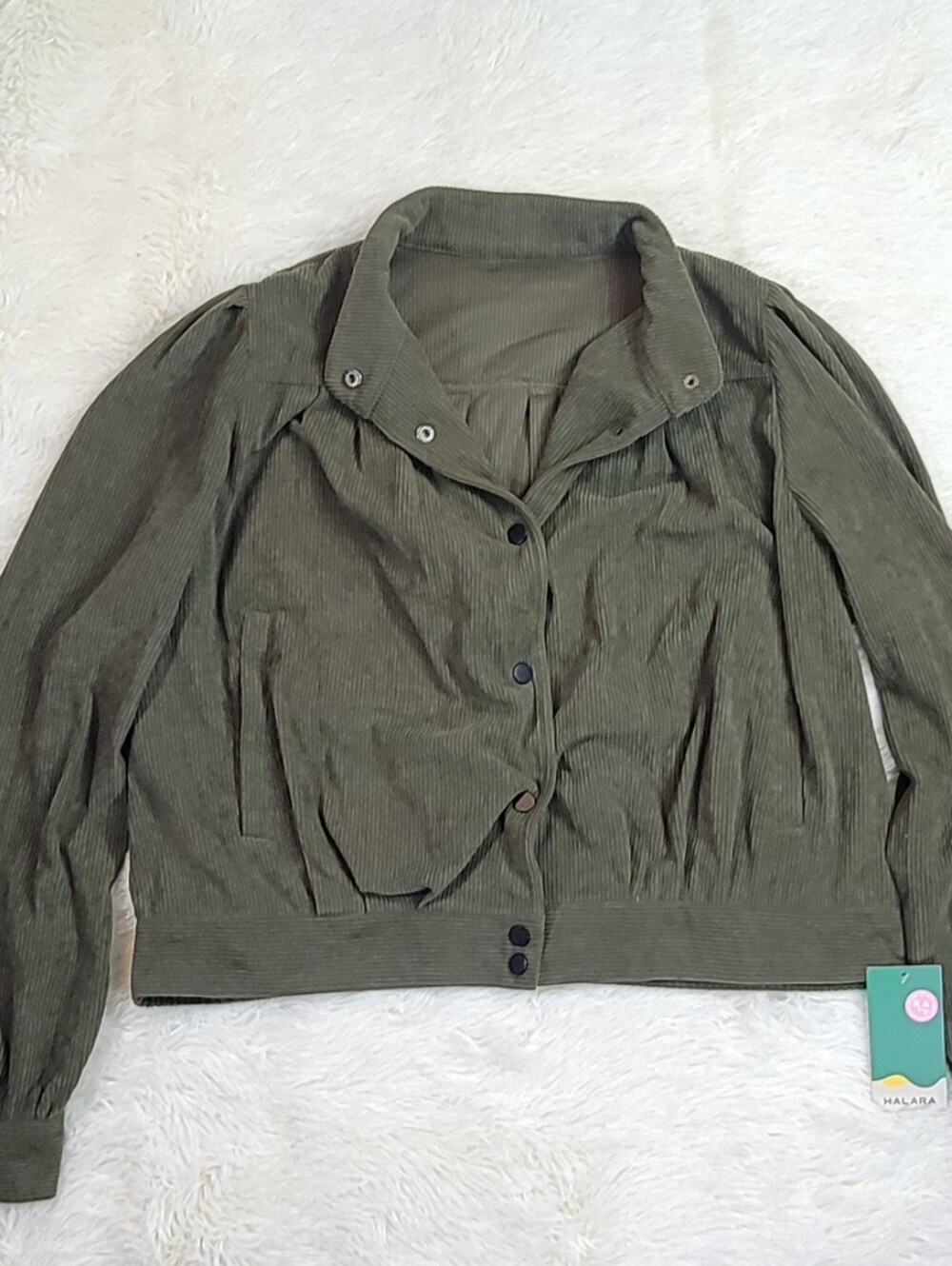 Halara Cudoroy Bomber Cropped Jacket XL New With Tag olive Green